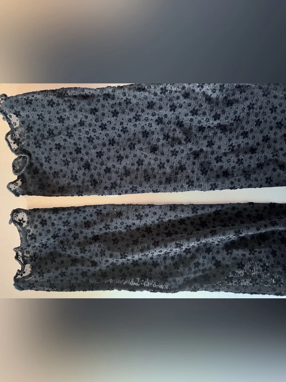Anna Sui Black Floral-Print Arm Warmers/Fingerless Gloves NWT